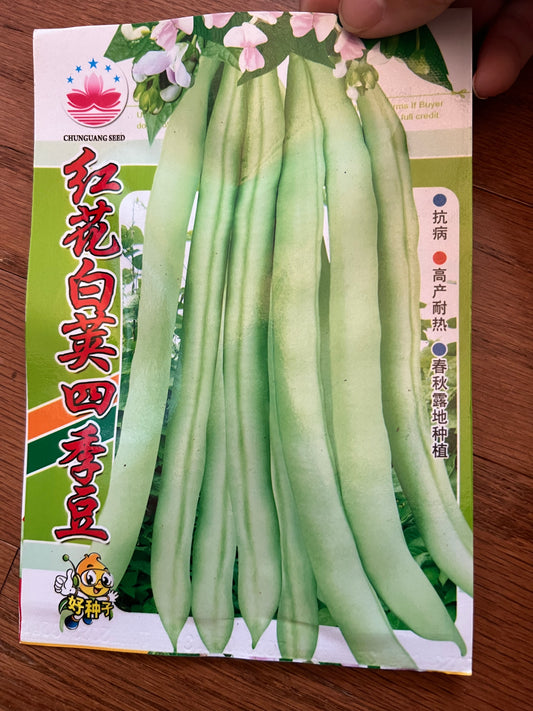 四季豆10克，春秋播种，45-55天收成