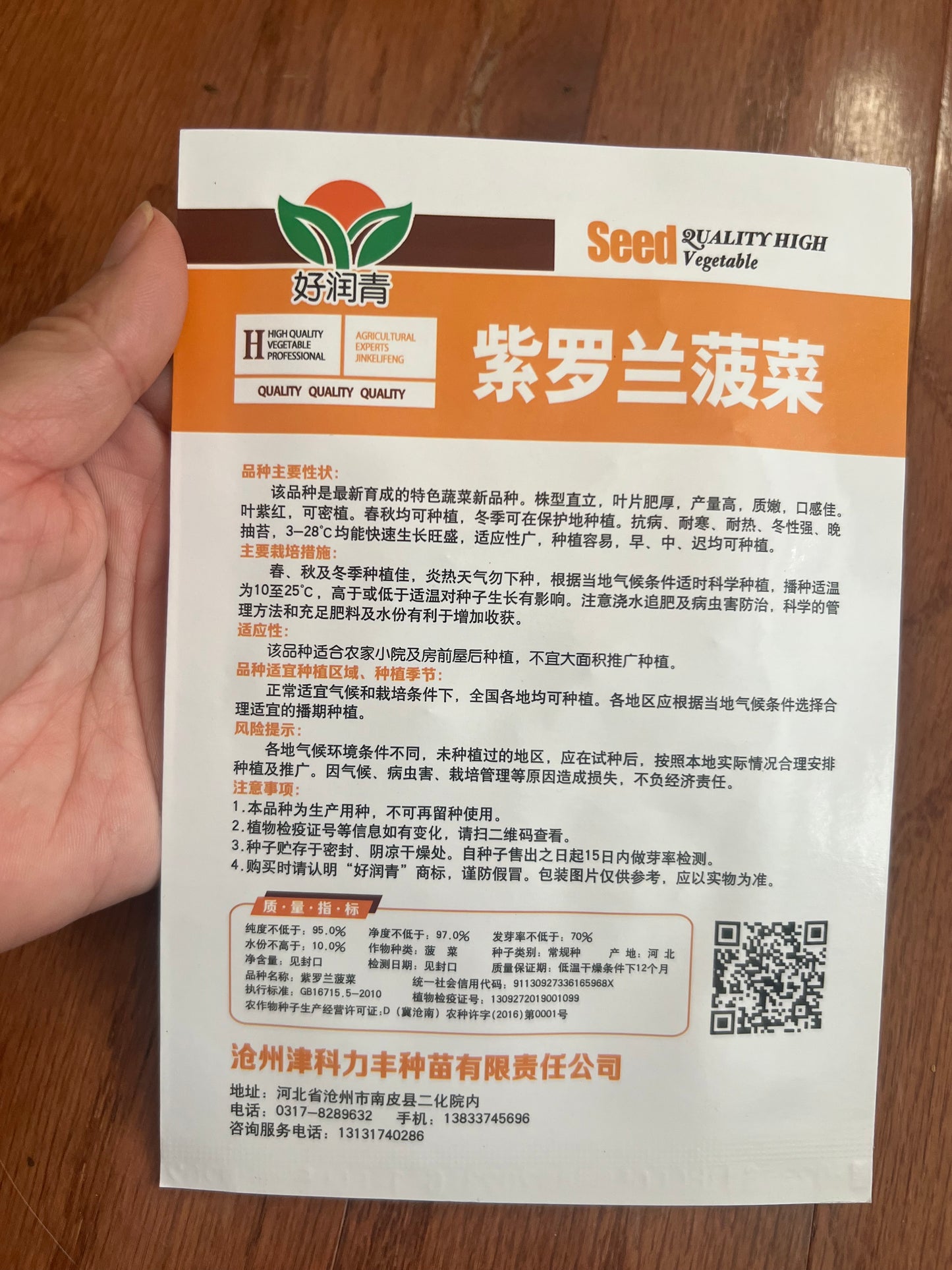 紫罗兰菠菜5克，春秋冬播种，